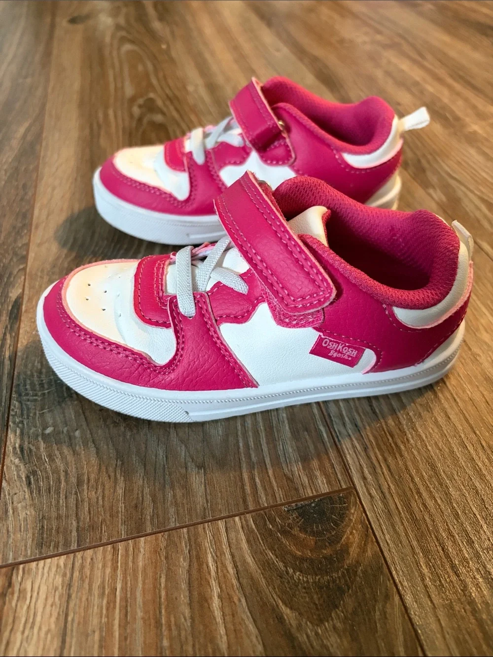OshKosh B'gosh Pink and White Hook-and-Loop Sneakers